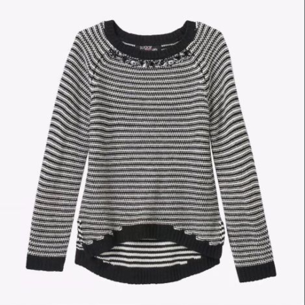 Sugar Rush Black White Striped Sweater 10-12